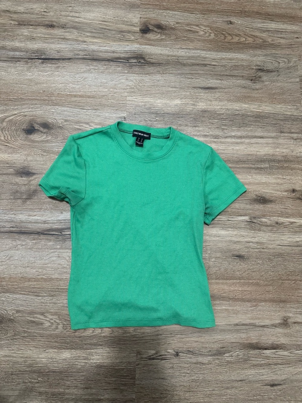 Green Ribbed Short Sleeve Tee - Picture 2 of 3
